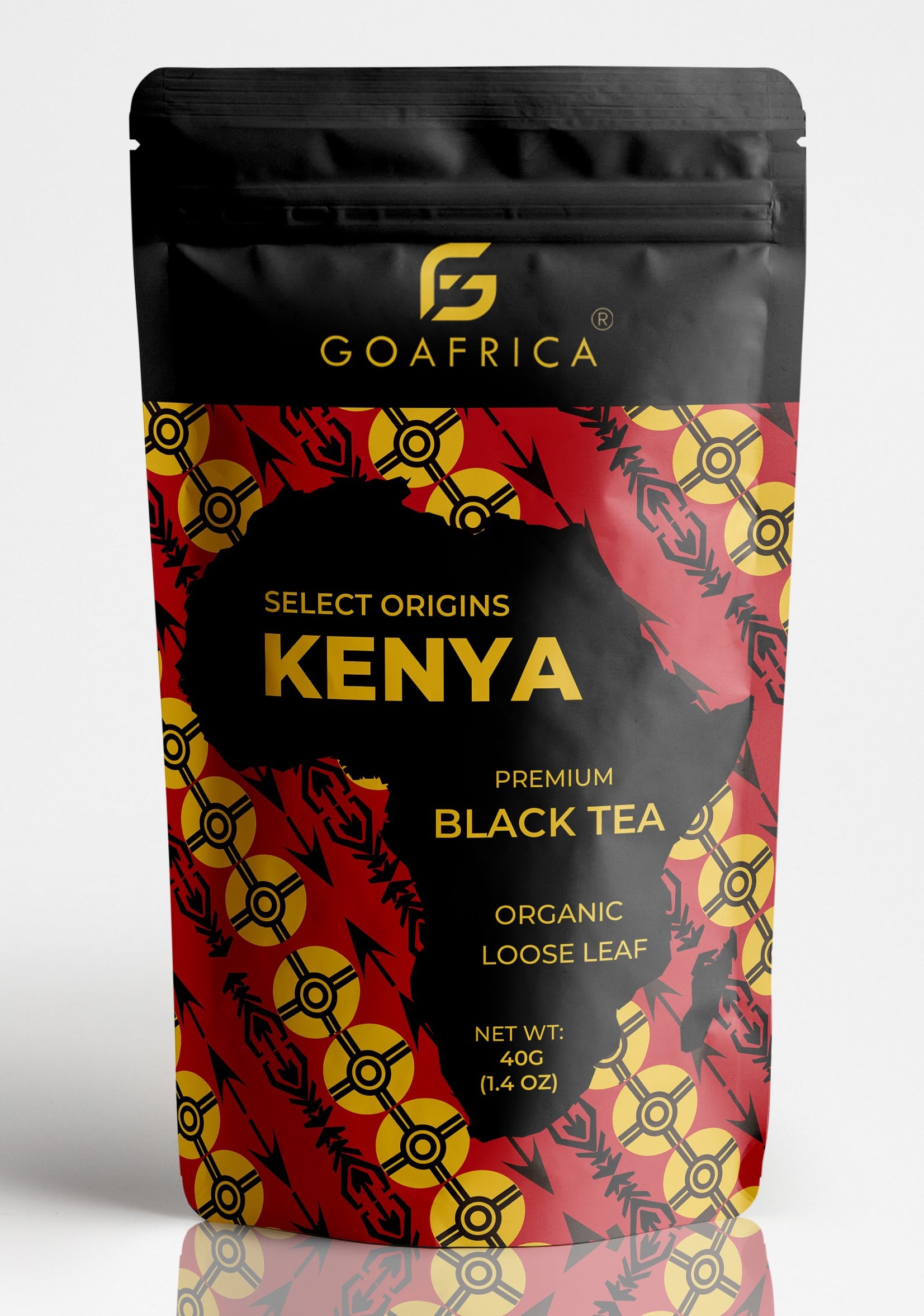 Tea-Select Kenya-40g-1.4oz-front-close single Go Africa® Select Origins: Kenya: Black Tea - (1.4 oz / 40 grams) Loose Leaf - Image 1