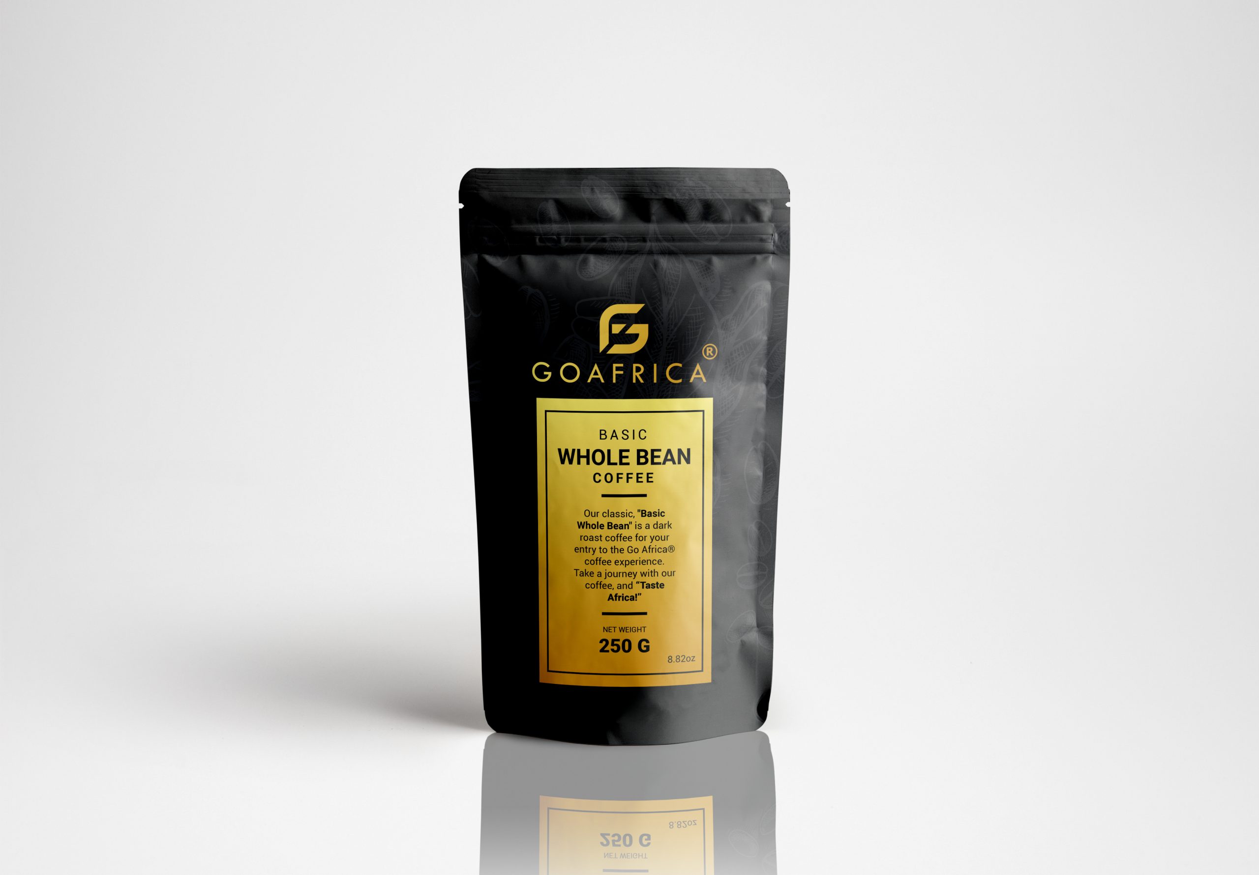 Basic whole bean front Go Africa® Whole Bean Basic Coffee - Dark Roast 250 Grams (8.82oz) - Image 1